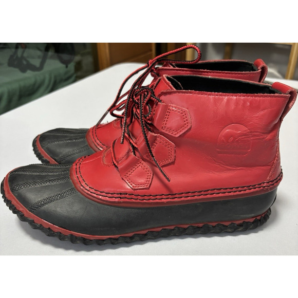 Sorel Women's 10 Out N About Red Waterproof Duck Rain Boots Outdoors Winter - Picture 3 of 9